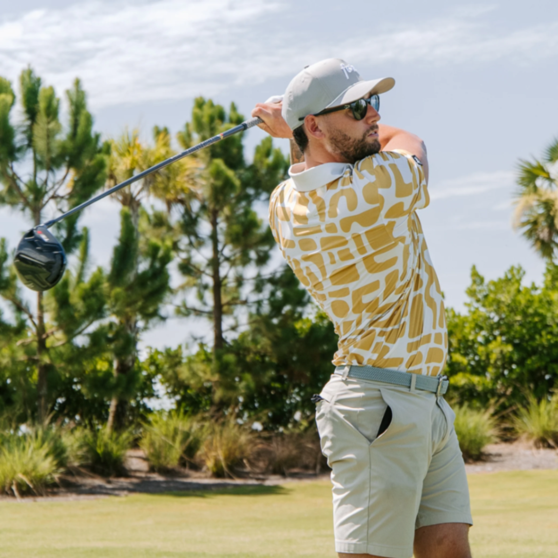 FORE Company modern golf apparel collection, Rooted in Golf graphic tee and signature polos designed by Elle & Reid, view 4