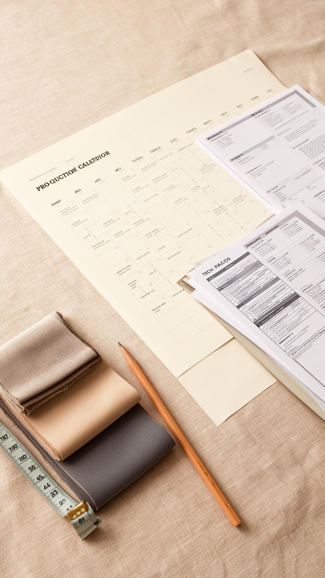 Production calendar and planning workspace for a scaling apparel brand