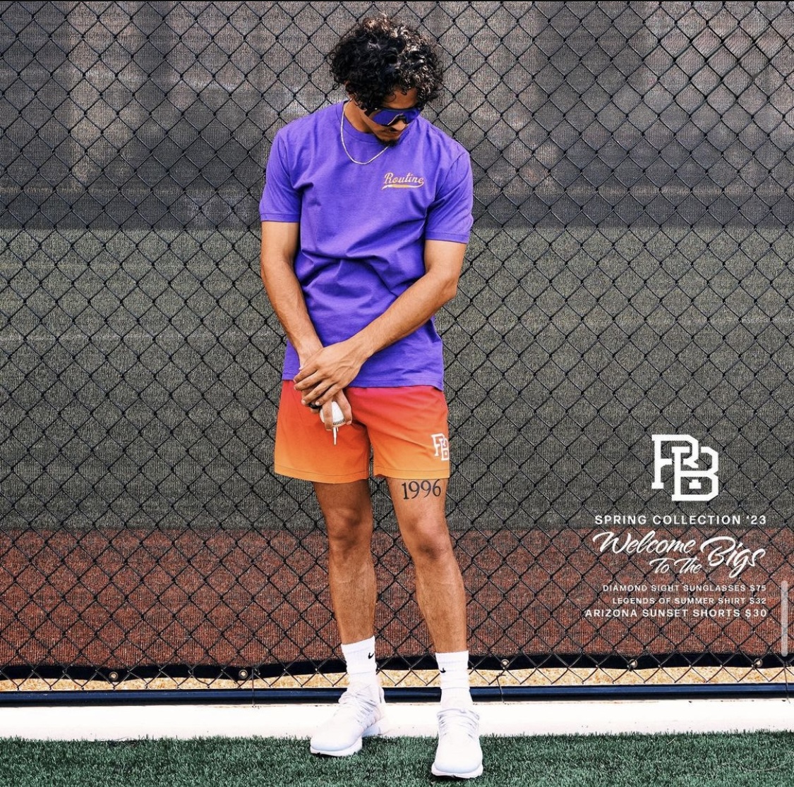 Routine Baseball culture-driven apparel collection, Welcome to the Bigs Spring Collection hoodies, graphic tees, snapback hats, and shorts. Product creation, tech design, and brand strategy by Elle & Reid., view 2