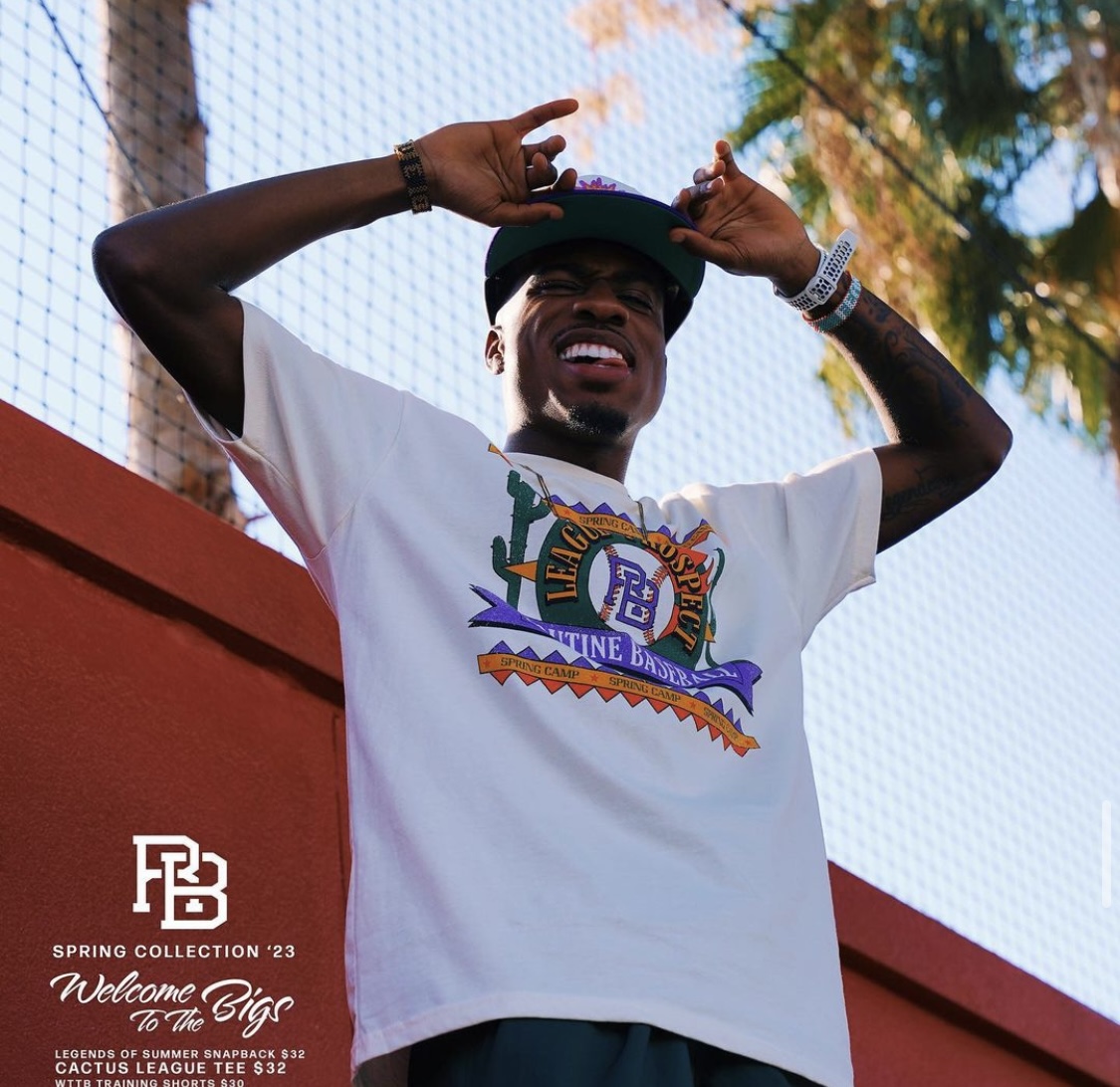 Routine Baseball culture-driven apparel collection, Welcome to the Bigs Spring Collection hoodies, graphic tees, snapback hats, and shorts. Product creation, tech design, and brand strategy by Elle & Reid., view 6