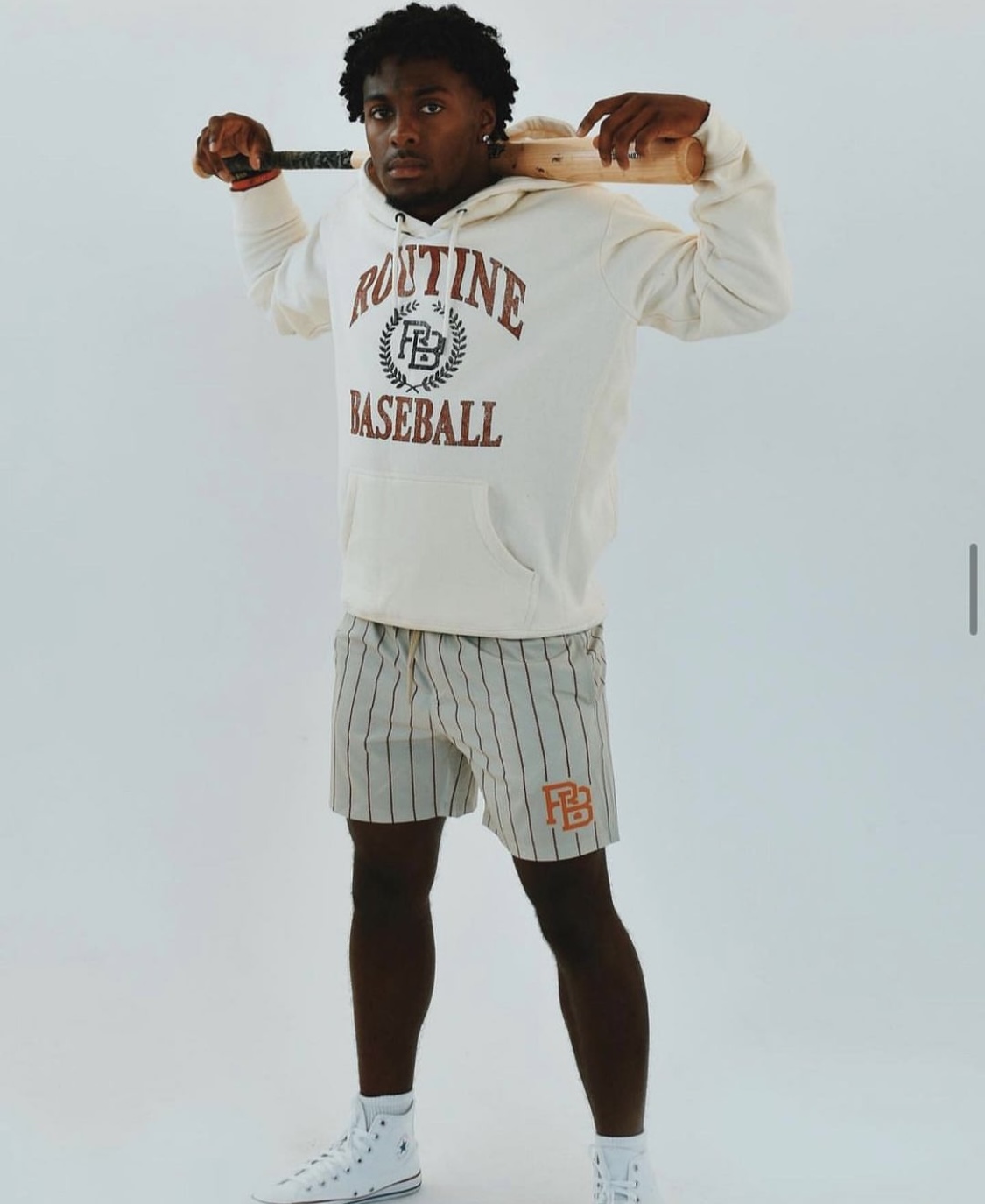 Routine Baseball culture-driven apparel collection, Welcome to the Bigs Spring Collection hoodies, graphic tees, snapback hats, and shorts. Product creation, tech design, and brand strategy by Elle & Reid., view 8